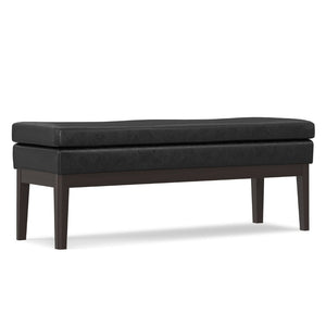 English Elm Carlson Faux Leather Upholstered Bench Vintage Padded Seat for Entryway or Bedroom Distressed Black B136P436937