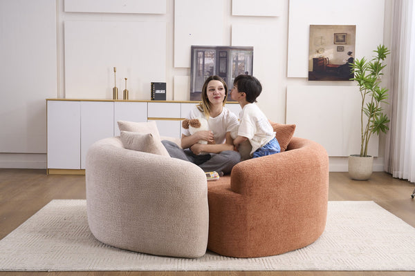 English Elm LY-042 Zen-Inspired S-Curved Dual-Depth Loveseat with Chenille Upholstery, Ready-to-Use Comfort Coral W2231P329722