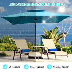 English Elm 10'X10' Square Cantilever Umbrella with Hydraulic Open, 5-Position Tilt, UPF50+ Polyester Canopy Lake Blue W1859P336663