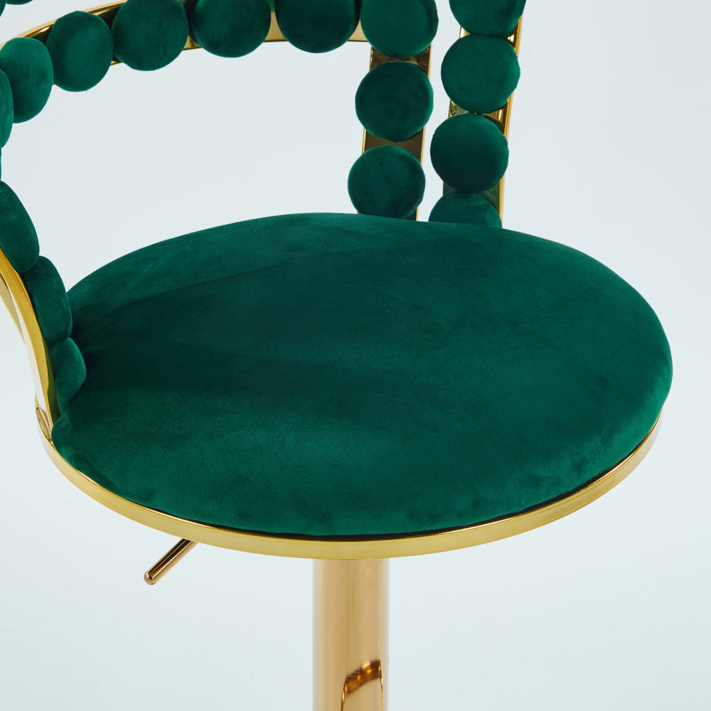 English Elm Modern Bar chair with plush fabric seat and powder-coated metal frame, elegant contemporary comfort for dining, cafe, living spaces Green W234P218162