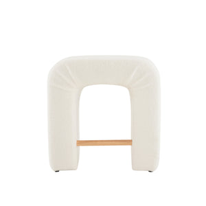 English Elm Christopher Knight Home® - 24'' Boucle stool with inverted U design, cozy loop-pile seating, durable rubberwood footrest, modern set of 2 White N780P187017K