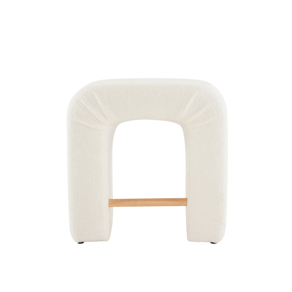 English Elm Christopher Knight Home® - 24'' Boucle stool with inverted U design, cozy loop-pile seating, durable rubberwood footrest, modern set of 2 White N780P187017K