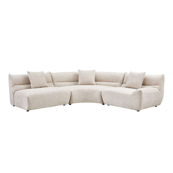 English Elm Modular Cloud Sectional Three Piece Curved Sofa with Polyester Upholstery for Living Room W2582S00202