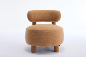 English Elm 063-Teddy Plush Teddy Fabric Armless Accent Chair with 13" Cushion, Wingback Comfort & Solid Wood Legs for Cozy Spaces khaki W527P308805