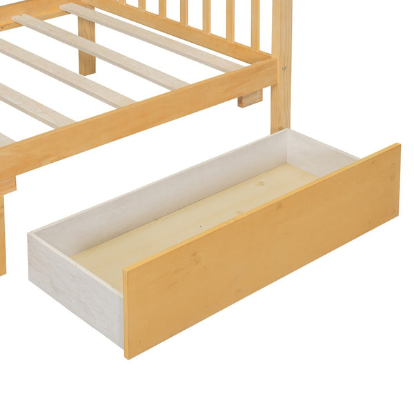 English Elm Twin House Bed Solid Pine Kids Cottage Frame with Storage Drawers Imaginative Room N708P309245M