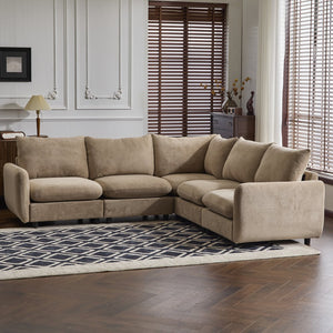 English Elm Christopher Knight Home® - 99 Oversize 5-Piece L-Shaped Modular Sectional Sofa with Solid Eucalyptus Frame, Durable Springs, Reconfigurable Comfort Camel N773IS00007N