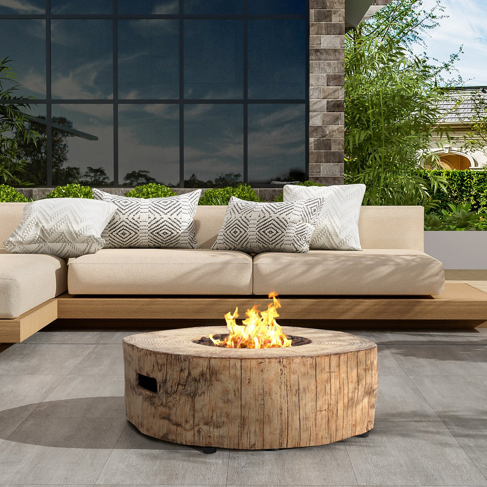 English Elm Christopher Knight Home® - Patio MGO Propane Fire Pit with 30,000 BTU Heat Output, Durable Magnesium Oxide, No Assembly Required Brown N772P289214B