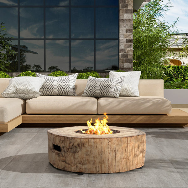 English Elm Christopher Knight Home® - Patio MGO Propane Fire Pit with 30,000 BTU Heat Output, Durable Magnesium Oxide, No Assembly Required Brown N772P289214B
