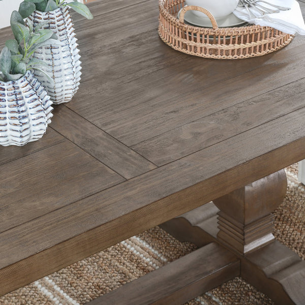 English Elm Caleb 78" Rustic Farmhouse Dining Table in Distressed Antique Brown Solid Pine Hand-Finished Elegance B2723S00003