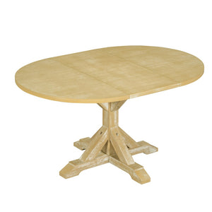 English Elm Topmax Farmhouse Extendable Pedestal Dining Set Seats Six with Ladder Back Chairs Natural+Beige N717S000060N