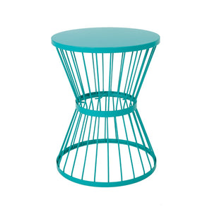 English Elm 16" Stainless Steel Outdoor Side Table Sculptural Hourglass Base Patio Accent N767P360895T