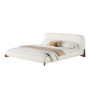 English Elm California King Boucle Platform Bed Curved Wraparound Frame Solid Wood Legs N757C400500W
