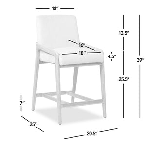 English Elm Jennifer Taylor Home - Arizona 25.5" Solid Ash Wood Counter Stool with Rope Back & Crème Faux Fur Upholstery, Coastal Farmhouse elegance B2719P238401