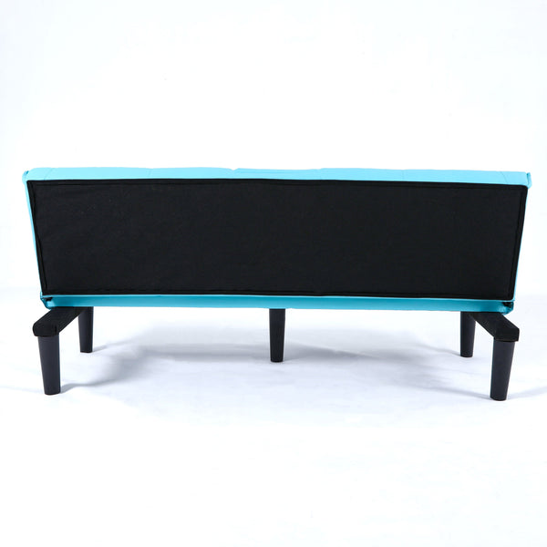 English Elm The 67-inch PVC multi-functional sofa bed with cup holder and one-click fold, space-saving comfort for guests Blue W3371P347652