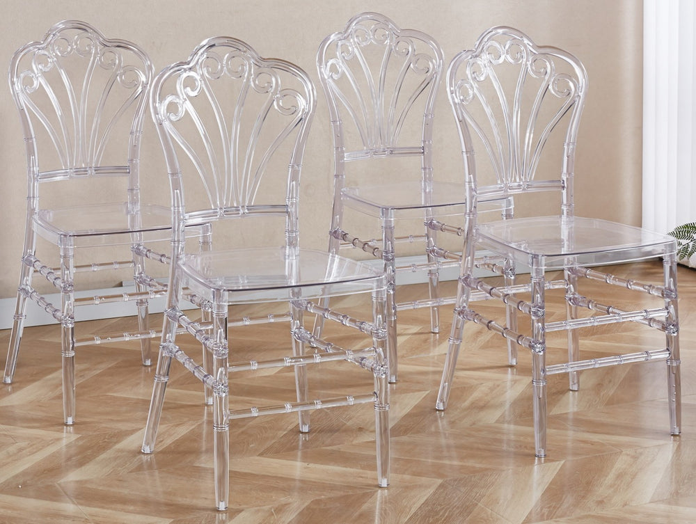 English Elm Wedding Chair Set Of 4 - Clear Plastic Dining Chairs For Elegant Events, Easy Assembly & Comfort W234P194523-GIGA