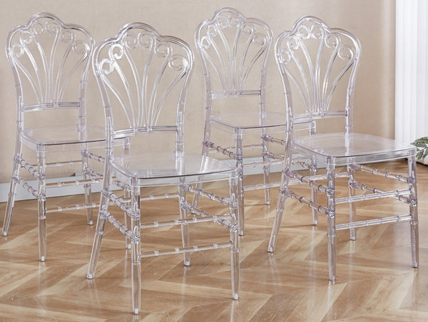 English Elm Wedding Chair Set Of 4 - Clear Plastic Dining Chairs For Elegant Events, Easy Assembly & Comfort W234P194523-GIGA