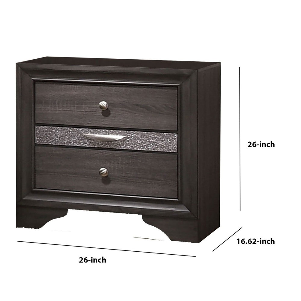 English Elm Nightstand Pearl White Lacquer with Textured Drawers and Clear Acrylic Legs Glam Bedroom B056P416772