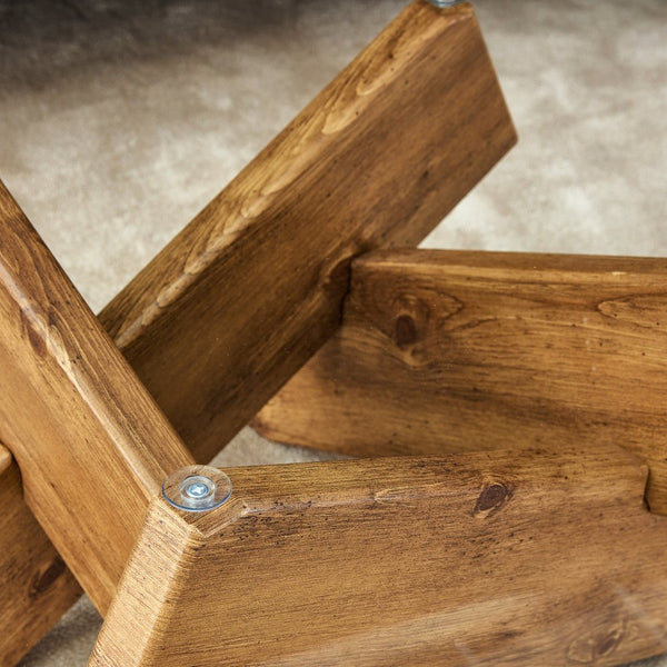 English Elm Circular glass coffee table 33.4" Modern round tempered glass top with wood MDF legs, 130 lb capacity, easy assembly W1151P143350