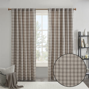 English Elm 1 Pcs Insulated Plaid Curtain Panel 50X108" With Fleece Lining For Cozy Energy Efficiency In Brown B035P319833