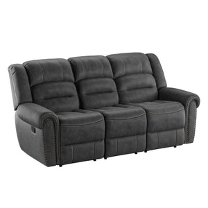 English Elm Wallace & Bay - Gray Reclining Sofa with Slate Gray Fabric, Traditional Style, Easy-Care Comfort & Plush Support B361P384419