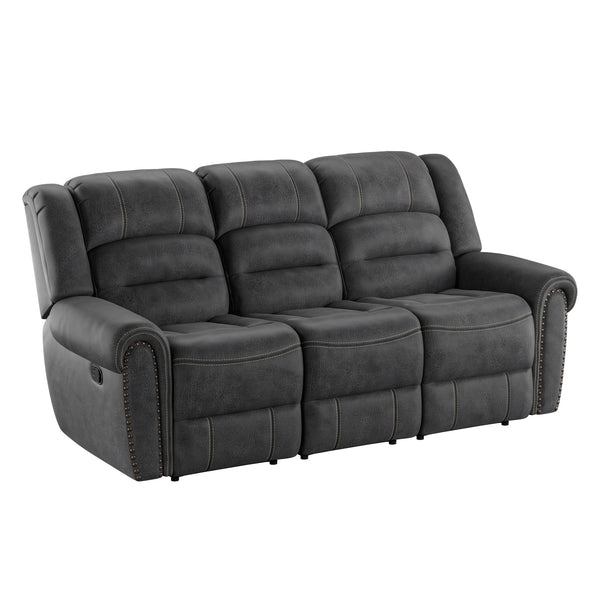 English Elm Wallace & Bay - Gray Reclining Sofa with Slate Gray Fabric, Traditional Style, Easy-Care Comfort & Plush Support B361P384419