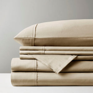 English Elm Cotton Blend Sateen Sheet Set — Peachy Soft 56% Cotton 44% Polyester, OEKO-TEX, Fade-Shrink Wrinkle Resistant B03599206