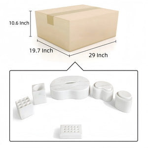 English Elm White Natural Marble Bathroom Accessories Set – Timeless Elegance For Your Countertop Décor & Organization W1696P262941-GIGA