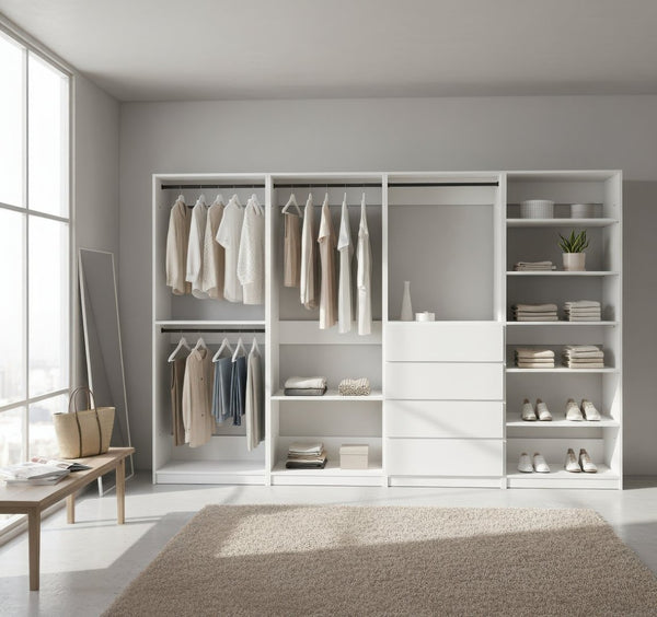 English Elm Prosper Elegant Freestanding Walk-In Wood Closet System - Versatile Storage & Stylish Design For Modern Homes B040S00136-GIGA