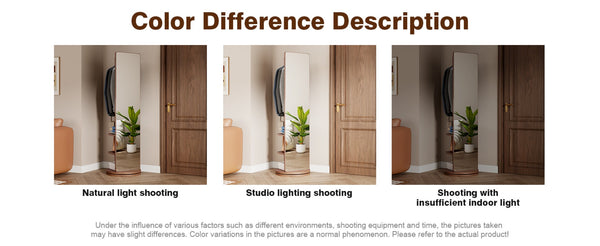 English Elm 360° Swivel Full Length Mirror with Coat Hooks Solid Rubberwood Frame Bedroom Entryway W2987P225479