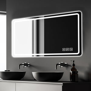 English Elm 60x28 Inch Frameless Led Vanity Mirror Anti-fog Touch Control Bathroom Wall Mount W2071P402181