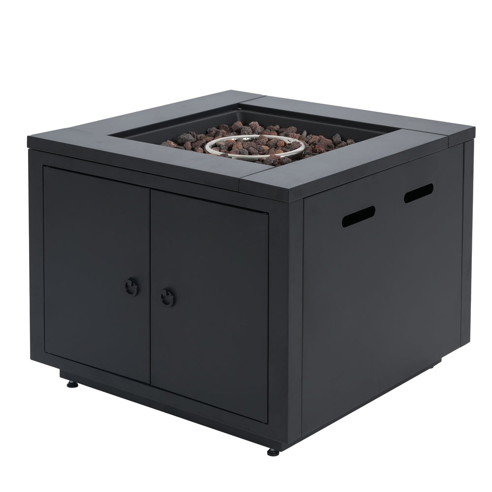English Elm Christopher Knight Home® - 30inch Square Steel Fire Pit Table Black 40,000 BTU – 32.75x28.75x15.5, Galvanized Durable Patio Heater N772P300410B