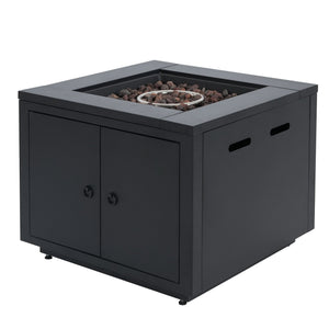 English Elm Christopher Knight Home® - 30inch Square Steel Fire Pit Table Black 40,000 BTU – 32.75x28.75x15.5, Galvanized Durable Patio Heater N772P300410B