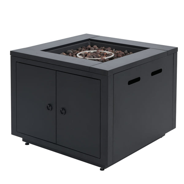 English Elm Christopher Knight Home® - 30inch Square Steel Fire Pit Table Black 40,000 BTU – 32.75x28.75x15.5, Galvanized Durable Patio Heater N772P300410B