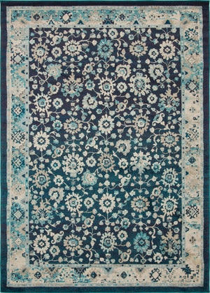 Unique Loom Penrose Krystle Machine Made Floral Rug Navy Blue, Beige/Blue/Ivory 9' 10" x 13' 11"