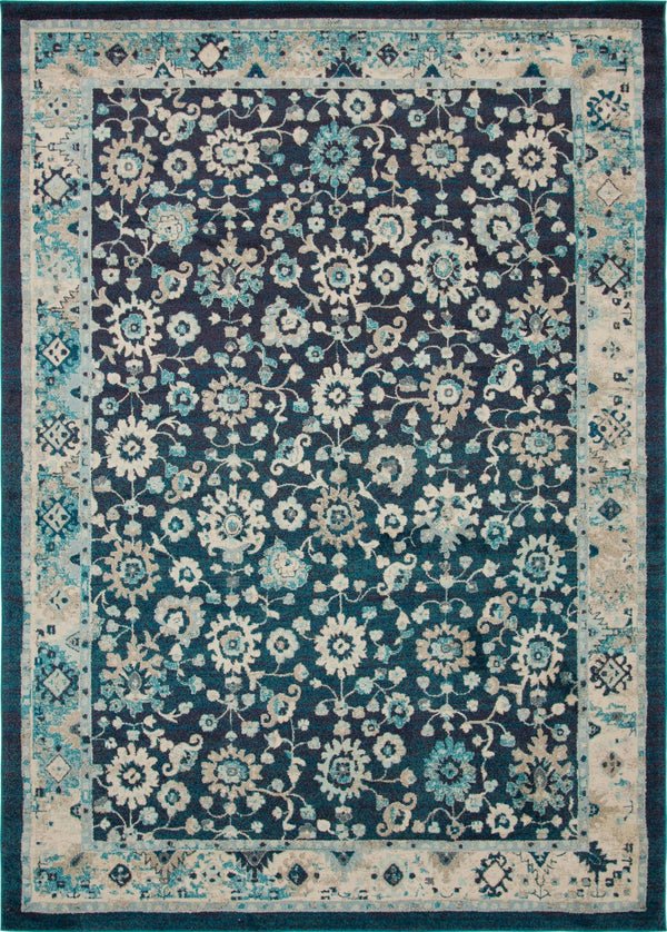 Unique Loom Penrose Krystle Machine Made Floral Rug Navy Blue, Beige/Blue/Ivory 9' 10" x 13' 11"