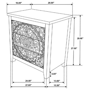 English Elm Kenzie Solid Mango Wood Cabinet with Carved Mandala Drawers in Whitewash Boho Finish B062P447820