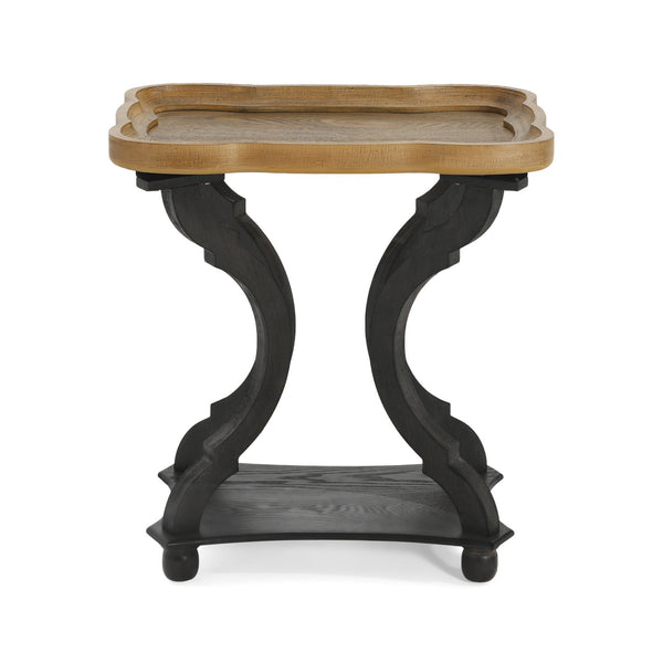 English Elm Christopher Knight Home® - End Hourglass Accent Table with Lipped Rectangular Top, French Country Firwood Charm and Elegance Black+Natural N771P223027B