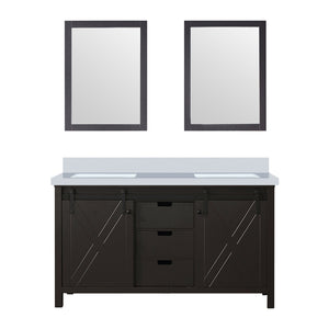 English Elm Brown Double Bath Vanity With White Quartz Top, 24" Mirrors, Soft-Close Drawers & Ample Storage B2731S00856