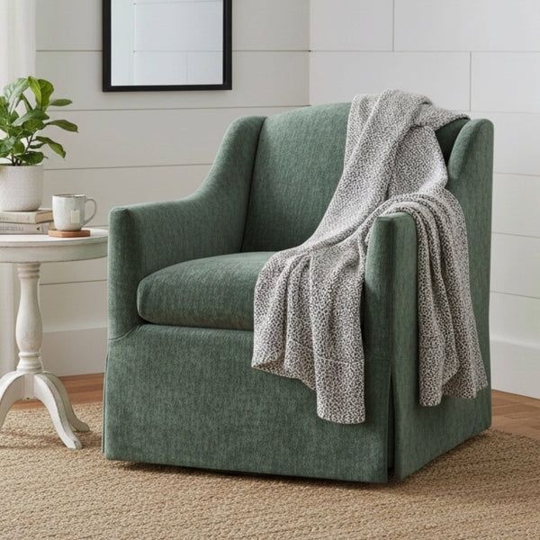 English Elm Luisa Swivel Accent Chair Skirted Tailored Silhouette for Formal Living Rooms Green B050P451387