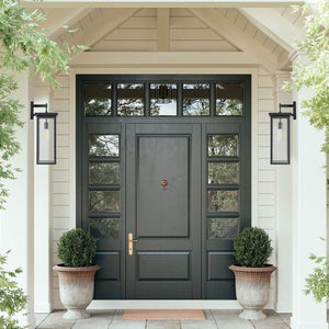 English Elm 20"(H) Set Of 2 Stylish Weatherproof Wall Lanterns - Modern Black Metal Sconces For Outdoor Spaces W2312P374776