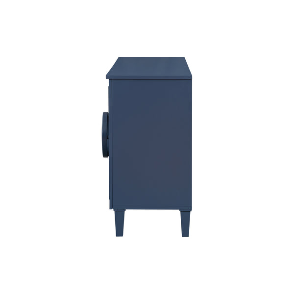 English Elm U_STYLE Elegant Four-Door Sideboard with Adjustable Shelves, 200lb Capacity, French-Inspired Design Navy Blue N711P231529V