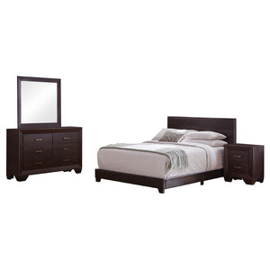 English Elm Warwick Queen Bedroom Set with Leatherette Headboard in Modern Cocoa Finish B062S00754