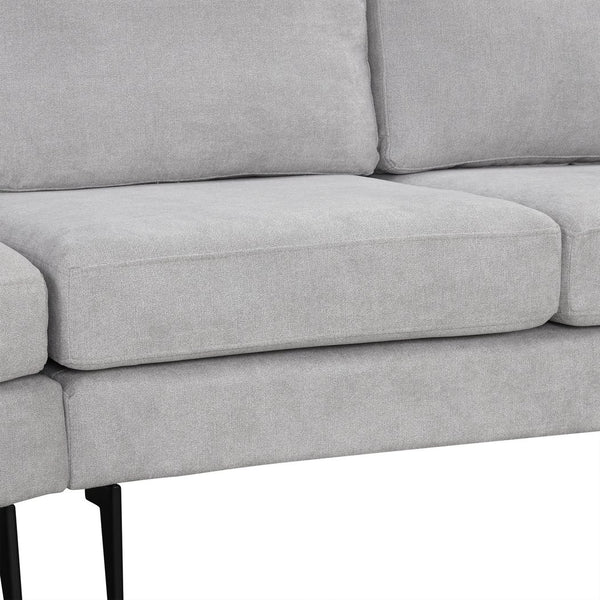 English Elm 111" Upholstered 3-Seater Sofa with Curved Ergonomic Arms, Metal Legs & Removable Patterned Pillows Gray N719S001800E