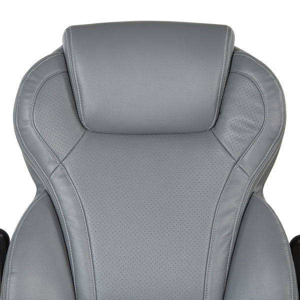 OSP Home Furnishings Exec Bonded Leather High Back Office Chair with Lumbar Support and Ergonomic Tilt Grey EC91150-EC42