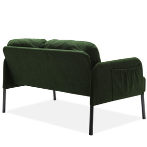 English Elm Green 2-Seater L-Shaped Sofa with Ottoman — Modern Polyester Fabric, Foam Cushions, Compact Comfort for Apartments and Small Spaces W1164S00028