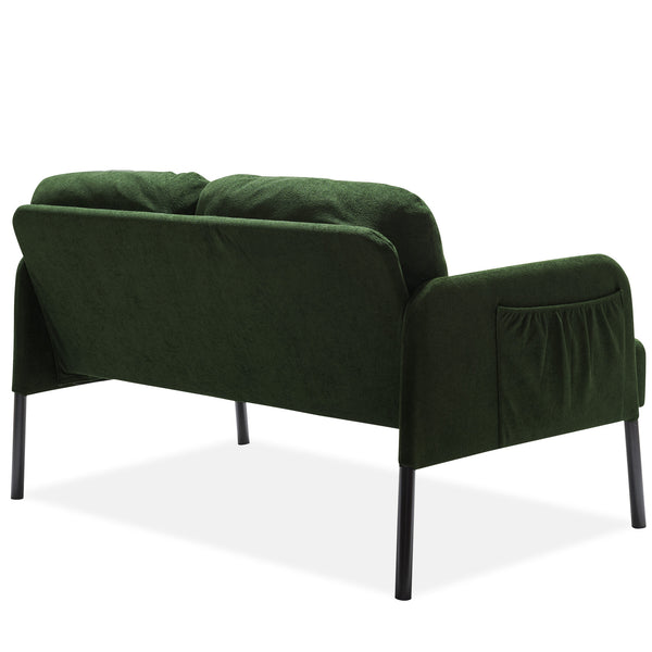 English Elm Green 2-Seater L-Shaped Sofa with Ottoman — Modern Polyester Fabric, Foam Cushions, Compact Comfort for Apartments and Small Spaces W1164S00028