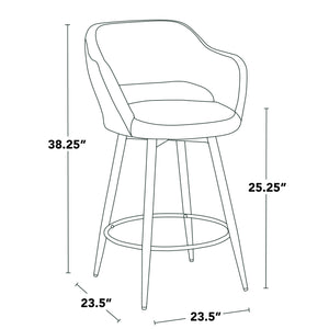 English Elm Margarite 26" Contemporary Counter Stool Set of 2 with Swivel, Faux Leather Upholstery, Footrest Grey B202S00351