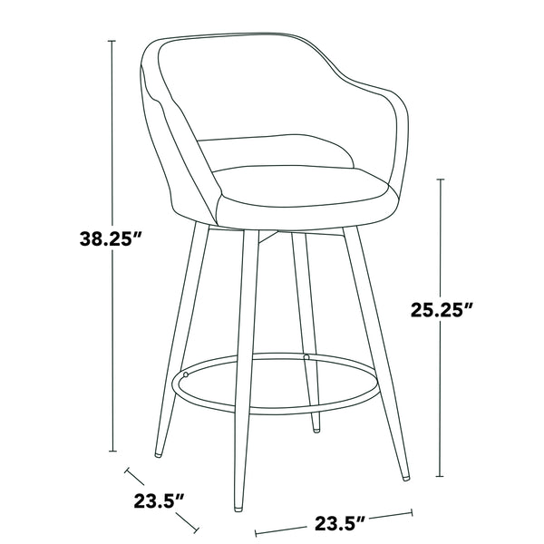 English Elm Margarite 26" Contemporary Counter Stool Set of 2 with Swivel, Faux Leather Upholstery, Footrest Grey B202S00351