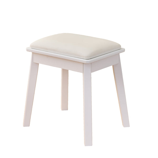 English Elm Modern Makeup Vanity Desk with Slide-Out Cabinet, LED Mirror, 4 Soft-Close Drawers & Cushioned Stool White N844P257529A