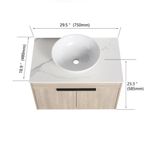 English Elm 42" Modern Floating Bathroom Vanity With Ceramic Sink, Soft-Close Doors & Stylish Storage Solutions P2 W999S00293-GIGA
